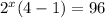 2^x(4 -1)=96