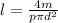 l=\frac{4m}{p\pi d^2}