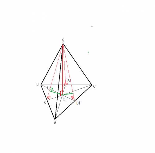 Вправильной треугольной пирамиде боковые грани наклонены к основанию под углом 60гр. расстояние от ц