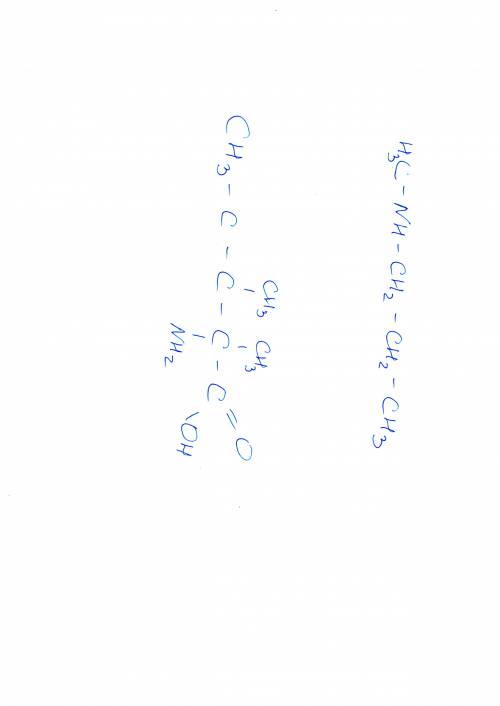 Напишите структурные формулы 2-амино-3,2-диметилпентановой кислоты; метилпропиламин.