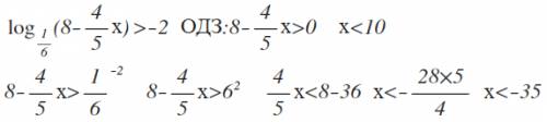 С) если не трудно/ буду . log1/6(8-4/5x)> -2