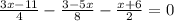 \frac{3x-11}{4}-\frac{3-5x}{8}-\frac{x+6}{2}=0