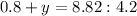 0.8+y=8.82:4.2