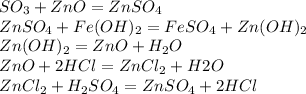 SO_3+ZnO=ZnSO_4 \\ ZnSO_4+Fe(OH)_2=FeSO_4+Zn(OH)_2 \\ Zn(OH)_2=ZnO+H_2O \\ ZnO+2 HCl=ZnCl_2+H2O \\ ZnCl_2+H_2SO_4=ZnSO_4+2 HCl