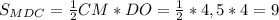 S_{MDC}= \frac{1}{2} CM * DO = \frac{1}{2} * 4,5 * 4 = 9