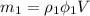 m_1=\rho_1\phi_1 V