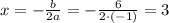 x=- \frac{b}{2a} =- \frac{6}{2\cdot(-1)} =3