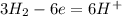 3H_2 - 6e = 6H^+