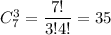 C^3_7=\dfrac{7!}{3!4!}=35