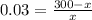 0.03 = \frac{300 - x}{x}