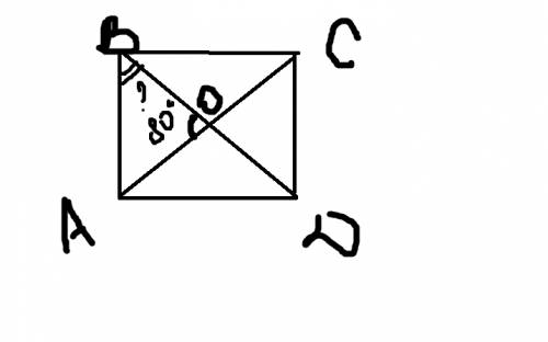 Впрямоугольнике авсд, о-точка пересечения диагоналей,угол аов=80.найдите угол авд.