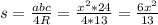 s=\frac{abc}{4R} = \frac{x^2*24}{4*13}=\frac{6x^2}{13}