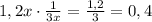 1,2x\cdot\frac{1}{3x}=\frac{1,2}{3}=0,4