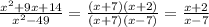 \frac{x^2+9x+14}{x^2-49}=\frac{(x+7)(x+2)}{(x+7)(x-7)}=\frac{x+2}{x-7}