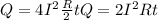 Q=4I^2\frac{R}{2}t Q=2I^2Rt