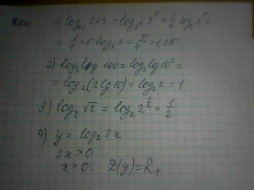 Log (81) 243= log (2) lg100= найти логарифм числа √2 по основанию 2 найти область определения функци