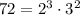 72=2^3\cdot 3^2