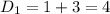 D_1=1+3=4