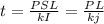 t=\frac{PSL}{kI} =\frac{PL}{kj}