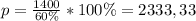 p=\frac{1400}{60\%}*100\%=2333,33