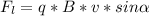 F_{l}=q*B*v*sin\alpha