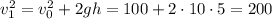 v_1^2=v_0^2+2gh=100+2\cdot10\cdot5=200