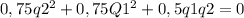 0,75q2^2+0,75Q1^2+0,5q1q2=0