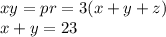 xy=pr=3(x+y+z)\\x+y=23