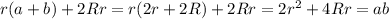 r(a+b)+2Rr=r(2r+2R)+2Rr=2r^2+4Rr=ab