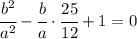 \cfrac{b^2}{a^2}-\cfrac{b}{a}\cdot\cfrac{25}{12}+1=0