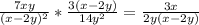 \frac{7xy}{(x-2y)^2}* \frac{3(x-2y)}{14y^2}= \frac{3x}{2y(x-2y)}