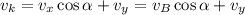 v_k=v_x\cos\alpha+v_y=v_B\cos\alpha+v_y