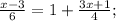 \frac{x-3}{6}=1+\frac{3x+1}{4};