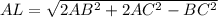 AL=\sqrt{2AB^2+2AC^2-BC^2}