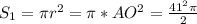 S_{1} = \pi r^{2} = \pi *AO^{2} = \frac{41^{2} \pi }{2}