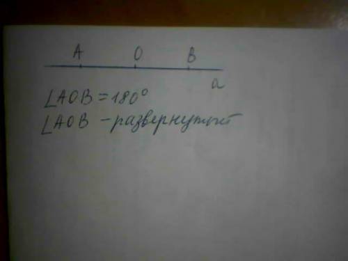 На прямой a обозначьте точки a o b так что бы точка o лежала между точками a и b . какой угол образу