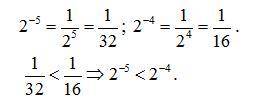 2в -5 степени и 2 в -4 степени сравните