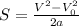 S = \frac{V^{2} - V_{0}^{2}}{2a}