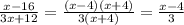 \frac{x-16}{3x+12}= \frac{(x-4)(x+4)}{3(x+4)}= \frac{x-4}{3}