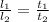 \frac{ l_{1} }{ l_{2} } = \frac{ t_{1} }{ t_{2} }