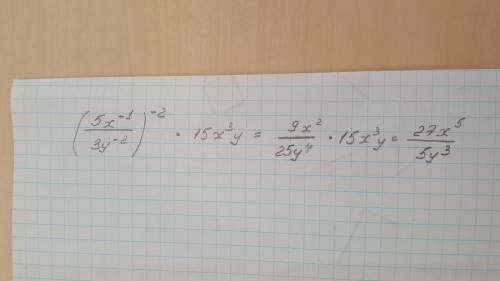 Преобразуйте выражения (5x^-1/3y^-2)^-2*15x^3y