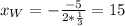 x_W=-\frac{-5}{2*\frac{1}{3}}=15