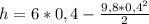 h=6*0,4-\frac{9,8*0,4^{2}}{2}