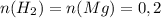 n(H_{2} ) = n(Mg) = 0,2