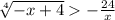 \sqrt[4]{-x+4}- \frac{24}{x}