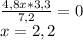 \frac{4,8x * 3,3}{7,2} = 0&#10;\\ x = 2,2
