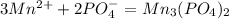 3Mn^{2+} + 2 PO_{4} ^{-} = Mn_{3} ( PO_{4} ) _{2}