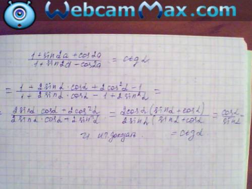 Доказать: sin^6a+cos^6a=1-3/4sin^2a (1+sin2a+cos2a)/(1+sin2a-cos2a)=ctga (2sina-sin2a)/(2sina+sin2a)