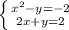 \left \{ {{x^2-y=-2} \atop {2x+y=2}} \right.