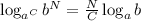 \log_{{a}^{C}} b^N=\frac{N}{C}\log_a b